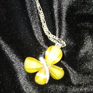 Elegant Yellow Butterfly Pendant Necklace